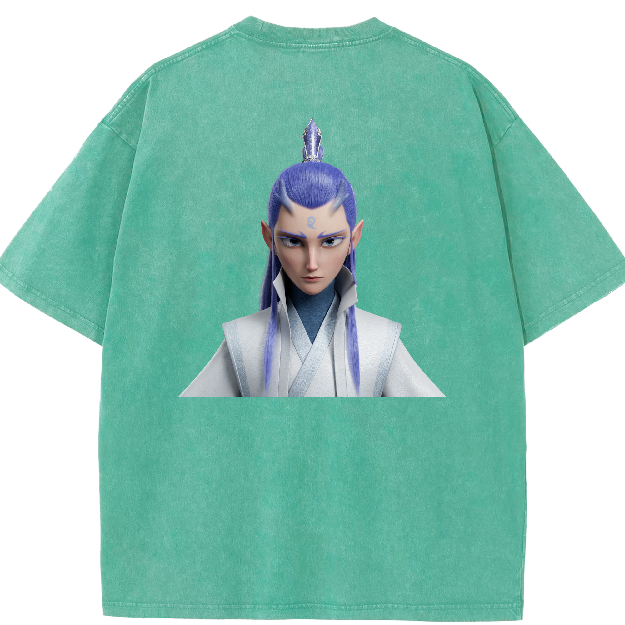 （画像用） Ne Zha 2 ナタ 魔童の大暴れ 綿100% ヴィンテージ風 半袖Tシャツ（背面プリント）